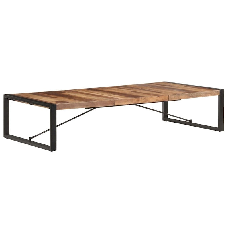 Industriële salontafel van massief hout met stalen poten