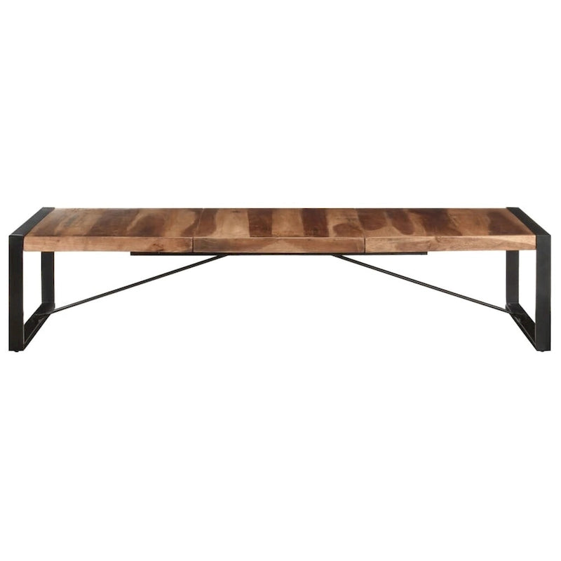 Industriële salontafel van massief hout met stalen poten