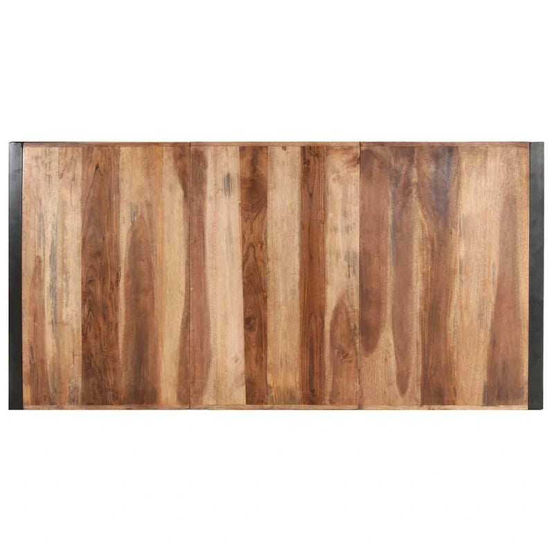 Industriële salontafel van massief hout met stalen poten