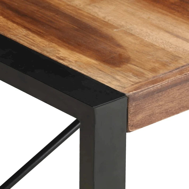 Industriële salontafel van massief hout met stalen poten