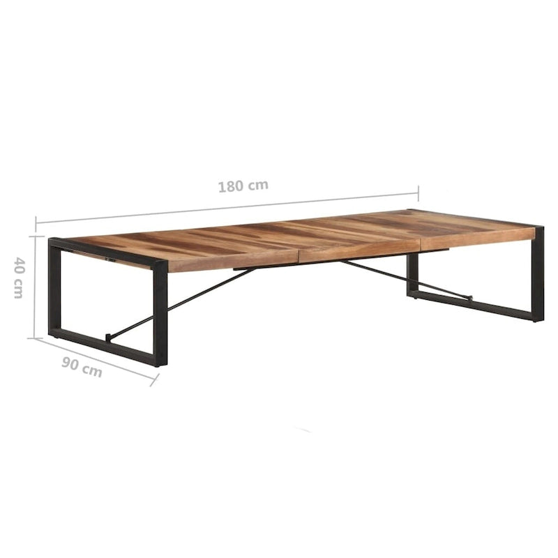 Industriële salontafel van massief hout met stalen poten