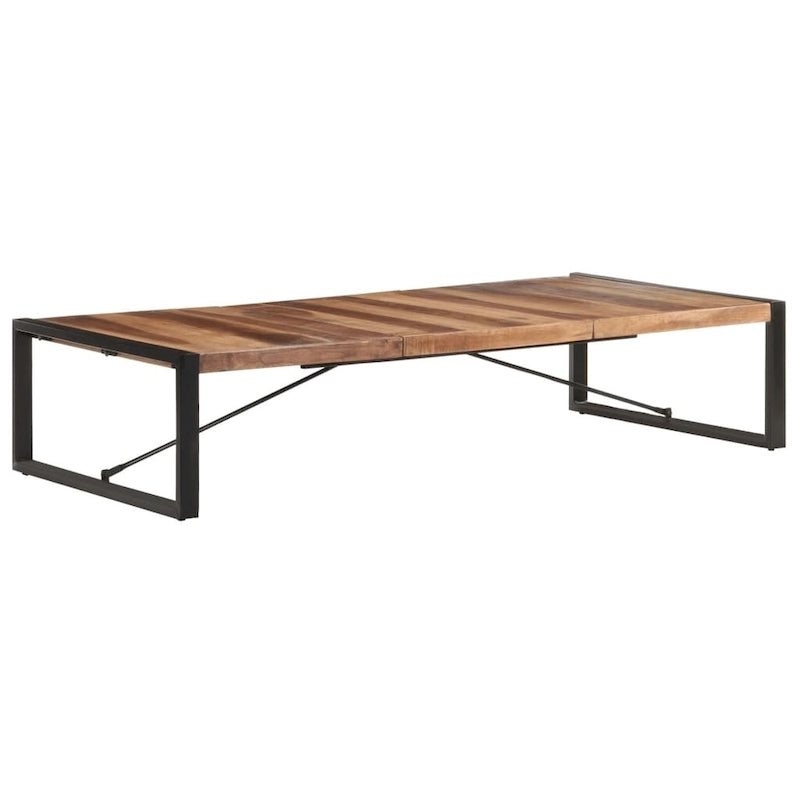Industriële salontafel van massief hout met stalen poten