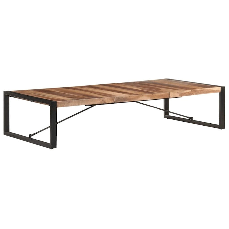 Industriële salontafel van massief hout met stalen poten