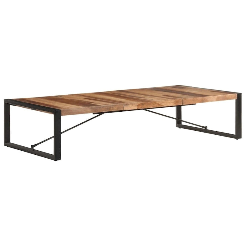 Industriële salontafel van massief hout met stalen poten