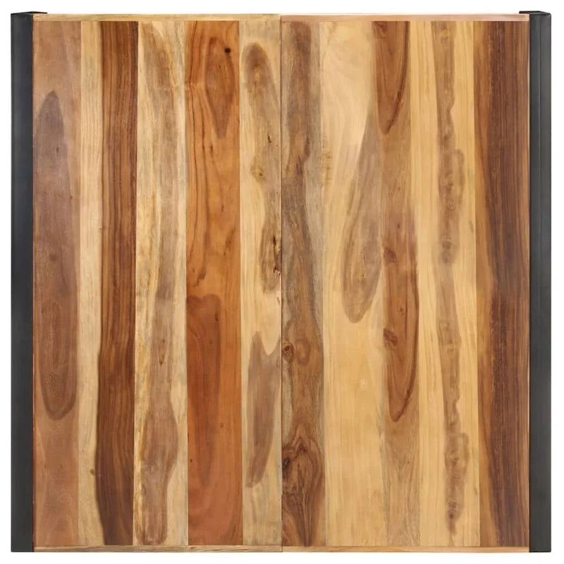 Industriële salontafel van massief hout met stalen poten