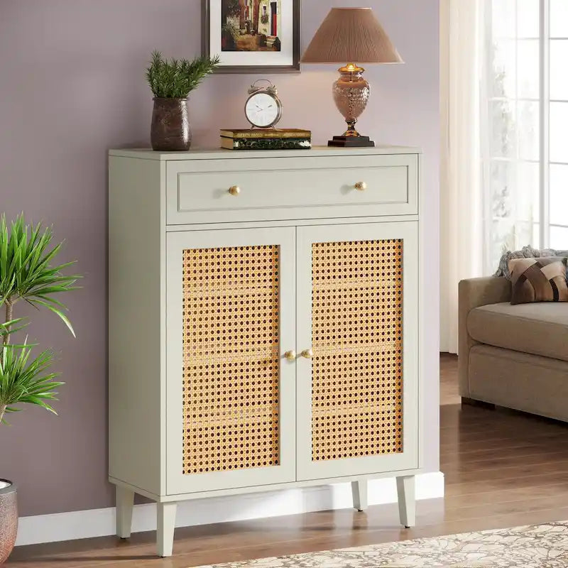 Storage Cabinet with Doors, Sideboard Cabinet with Adjustable Shelves and Drawer