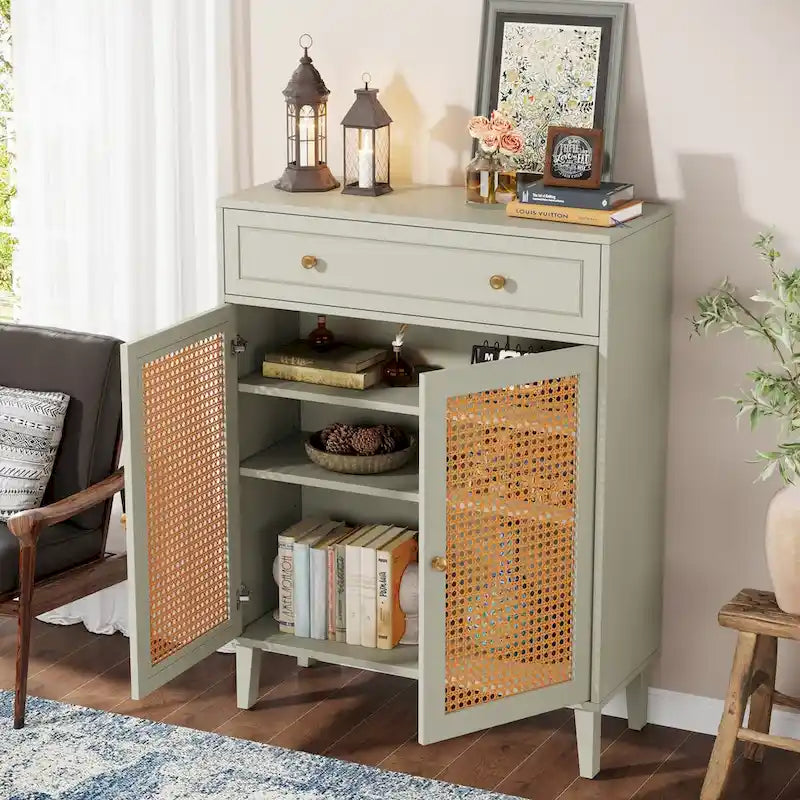 Aufbewahrungsschrank mit Türen, Sideboard mit verstellbaren Regalböden und Schublade