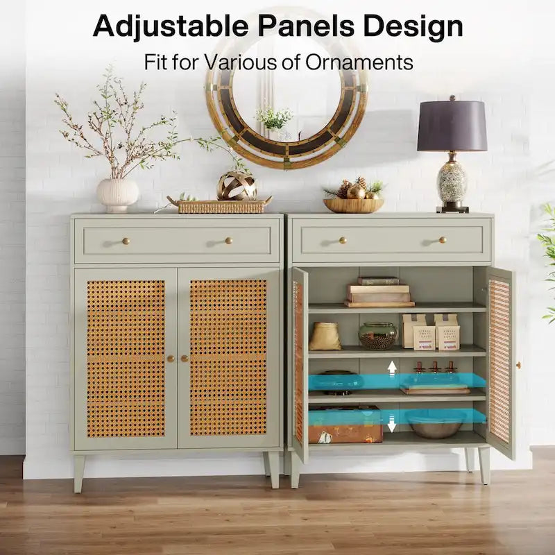 Aufbewahrungsschrank mit Türen, Sideboard mit verstellbaren Regalböden und Schublade