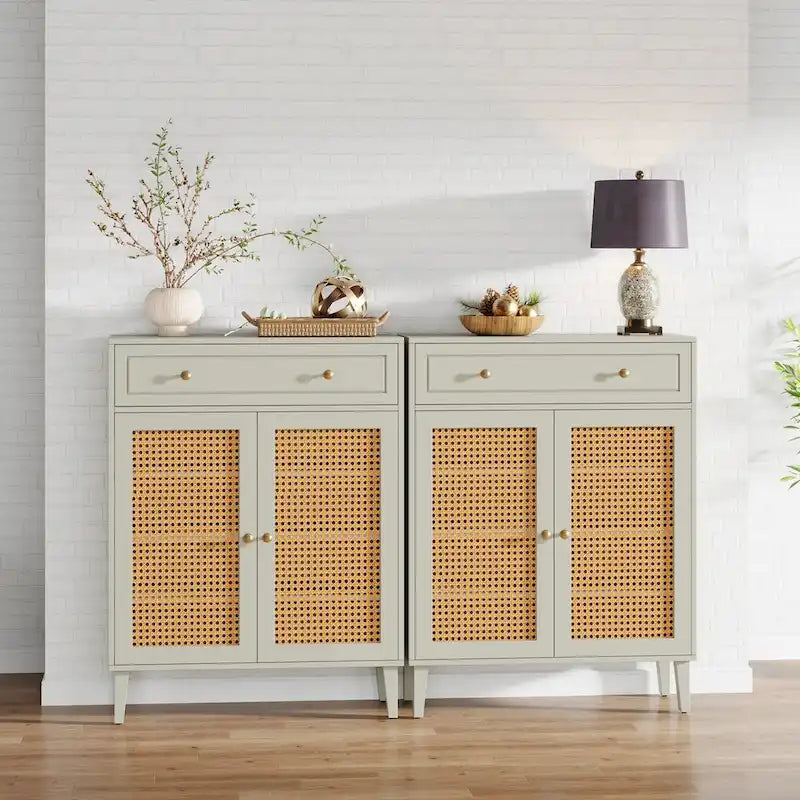 Aufbewahrungsschrank mit Türen, Sideboard mit verstellbaren Regalböden und Schublade