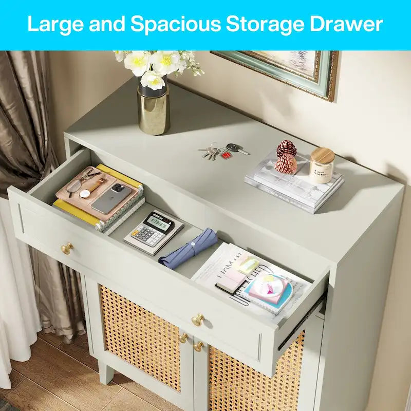 Aufbewahrungsschrank mit Türen, Sideboard mit verstellbaren Regalböden und Schublade