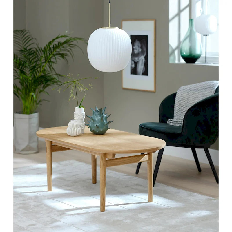 Rye Studio Mid-Century Modern Oval Coffee Table, Natural Oak - 27.5W x 51.125L x 17.75H