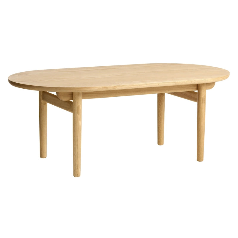 Table basse ovale moderne de style mi-siècle en chêne naturel