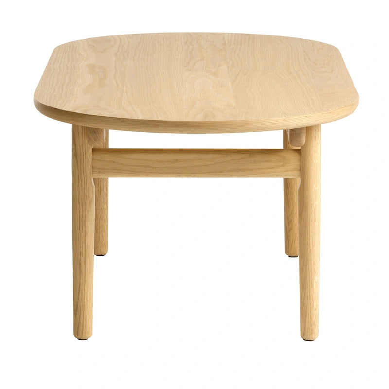 Table basse ovale moderne de style mi-siècle en chêne naturel