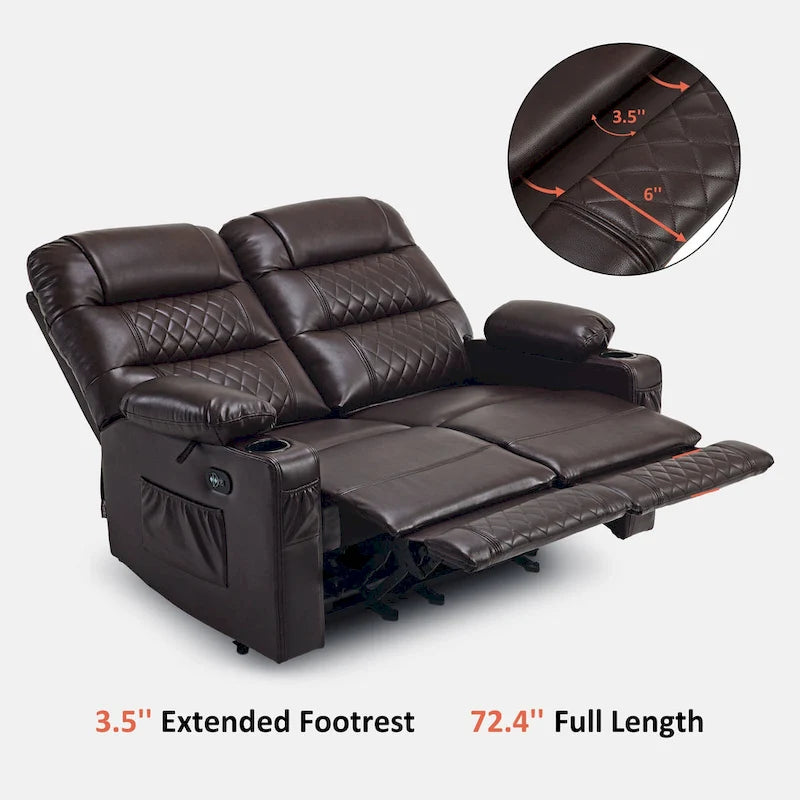 Elektrisch verstelbare loveseat met warmte, trilling en USB-poorten