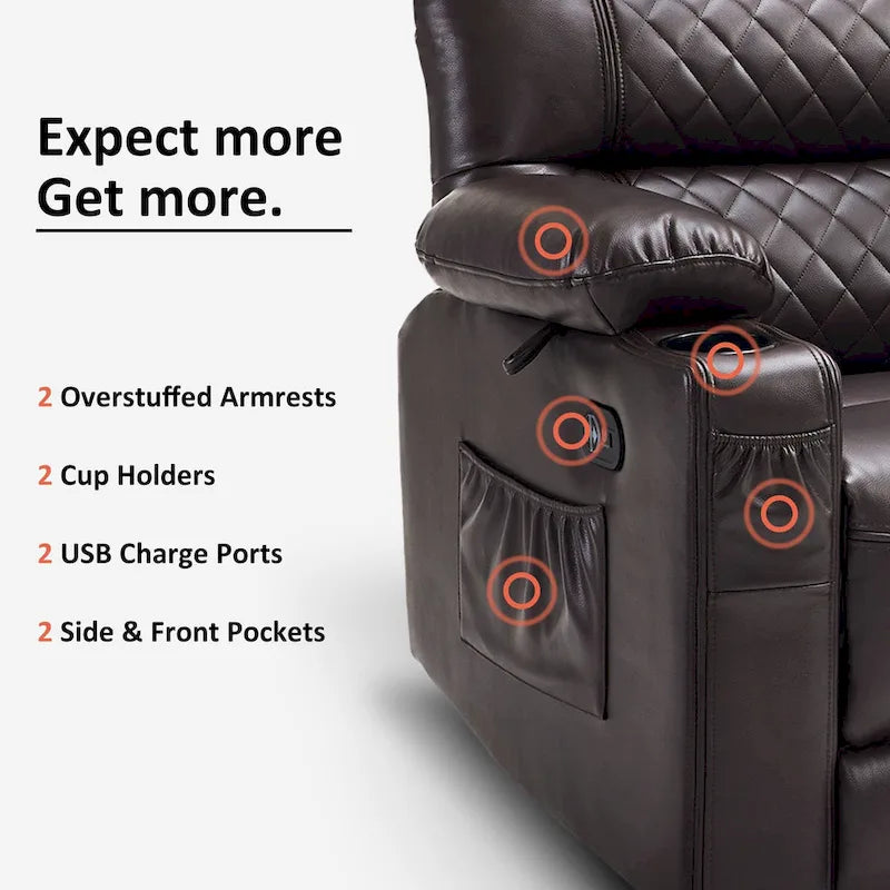 Elektrisch verstelbare loveseat met warmte, trilling en USB-poorten