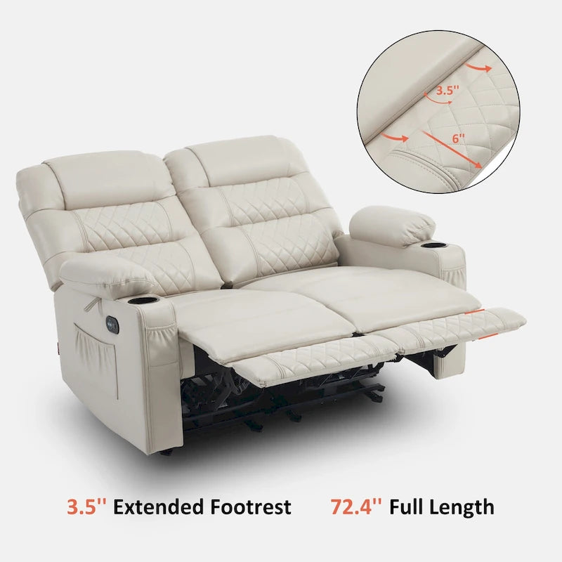 Elektrisch verstelbare loveseat met warmte, trilling en USB-poorten