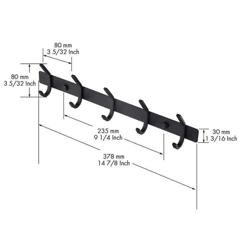 Hakenleiste für Bademäntel und Handtücher mit 5 Haken fürs Badezimmer