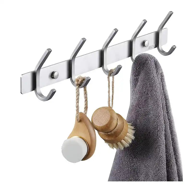 Hakenleiste für Bademäntel und Handtücher mit 5 Haken fürs Badezimmer