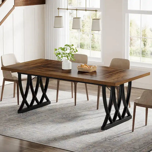 70.87-inch Dining Table with Metal Frame for Home