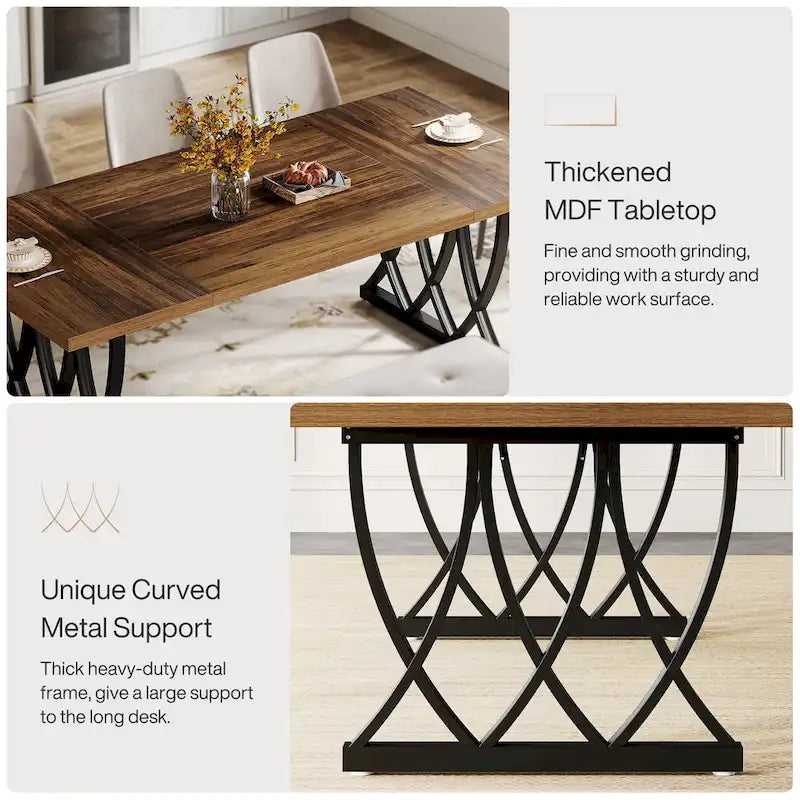 Eettafel van 70.87 inch met metalen frame voor thuis