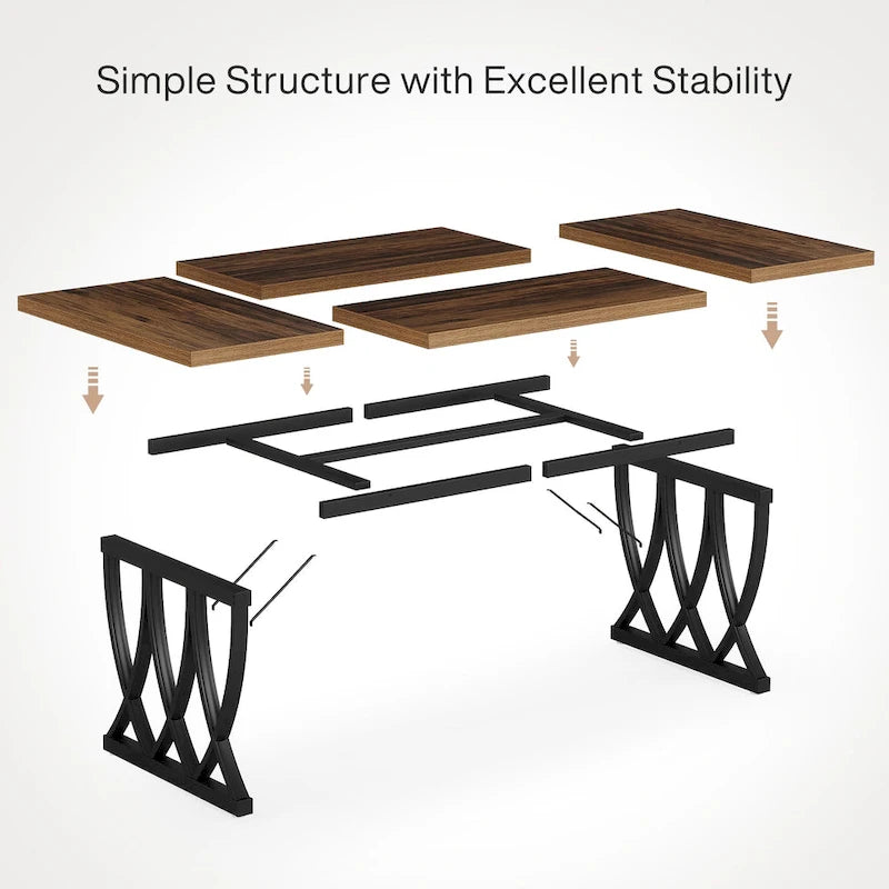Eettafel van 70.87 inch met metalen frame voor thuis