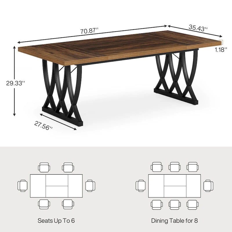 Eettafel van 70.87 inch met metalen frame voor thuis