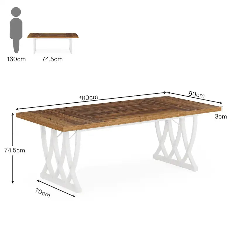 Eettafel van 70.87 inch met metalen frame voor thuis